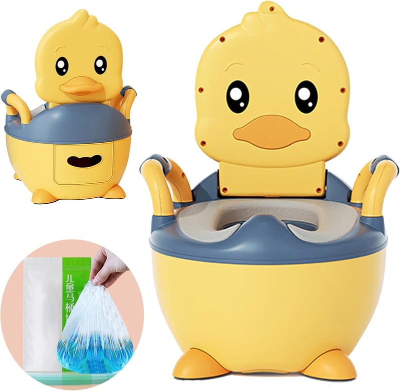 Beauenty Kid Size Potty - Cartoon Animal Design Potty Training Toilet for Kids with Soft Seat and 100 Cleaning Bags (Yellow) - Image 1